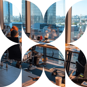 Office with a city view